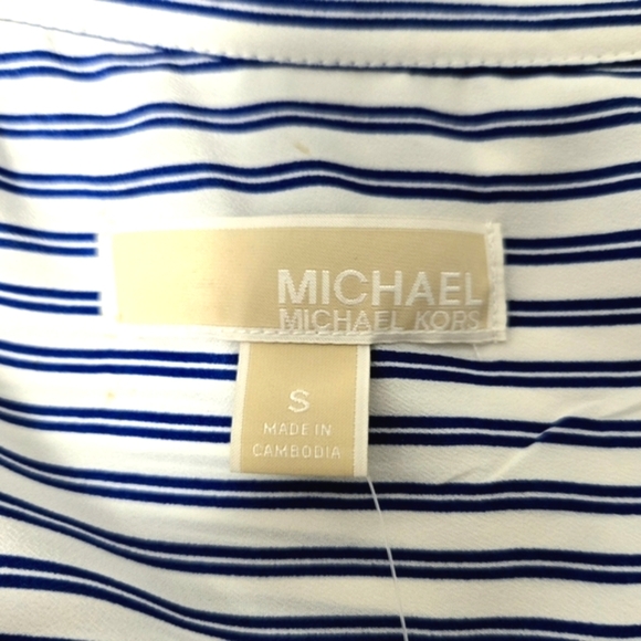 Michael Kors stripe, zip front top/shirt.  Blue and white. Size small. - Picture 13 of 16
